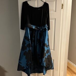 R & M Richards Black and Blue High Low Dress